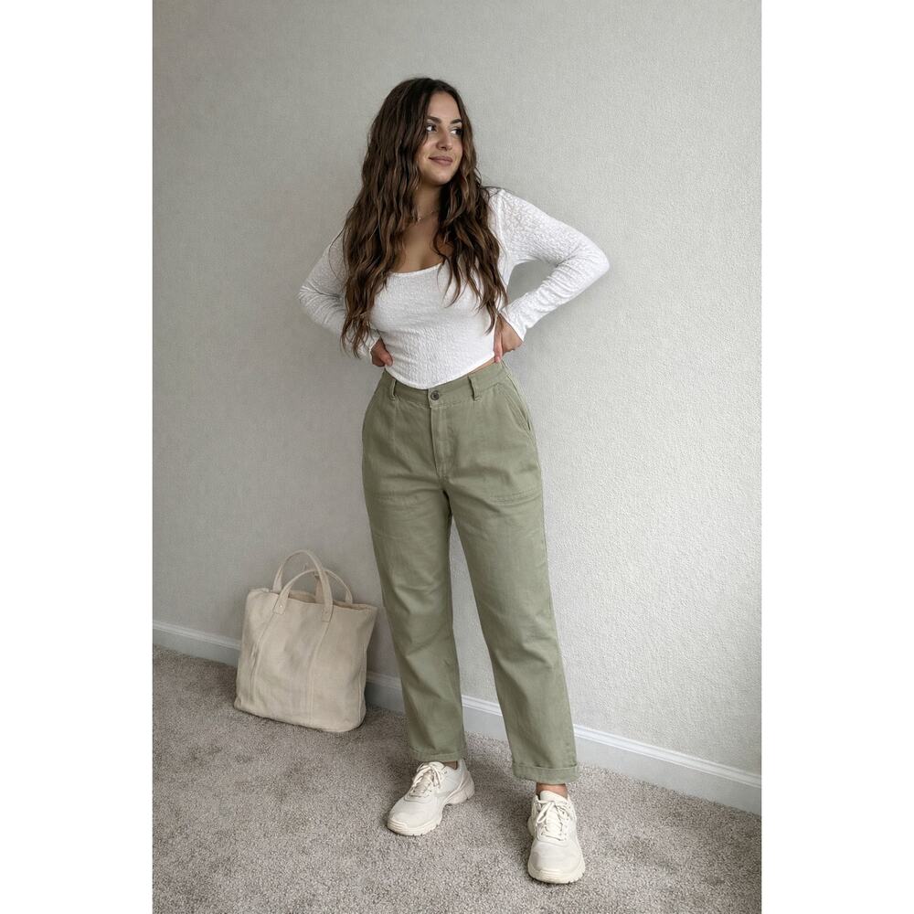 32 Degrees Cool Olive Utility Pants Women Size XL Cropped Stretch Cargo Casual